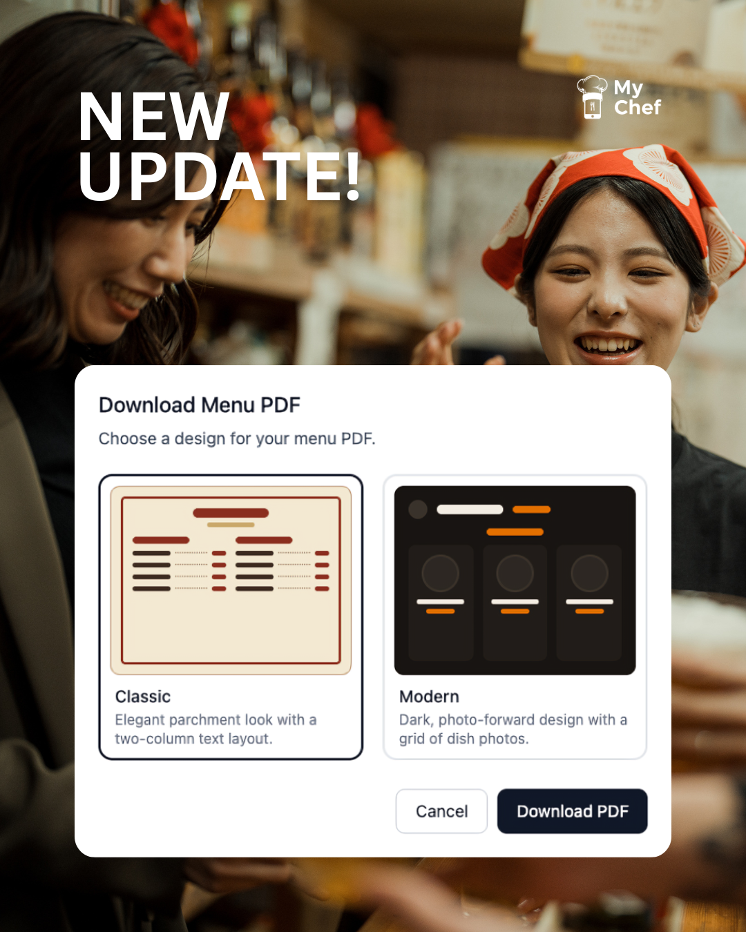 New Feature: Download Pre-Designed Restaurant Menus from MyChef